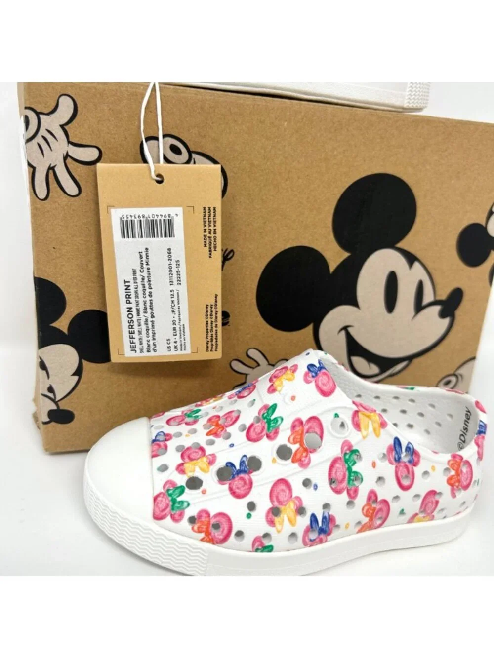 Native Shoes Jefferson Disney Minnie Paint Drops Toddler C5 Slip On Kids Shoes